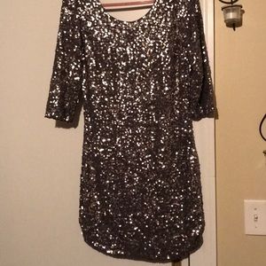 Lauren Conrad dress silver sequins size XS